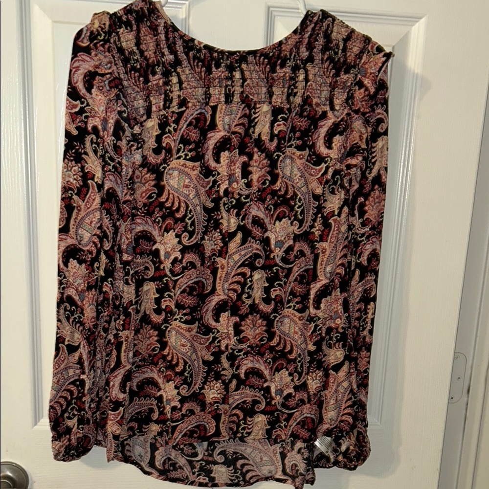 Knox Rose Black and Pink Paisley Blouse